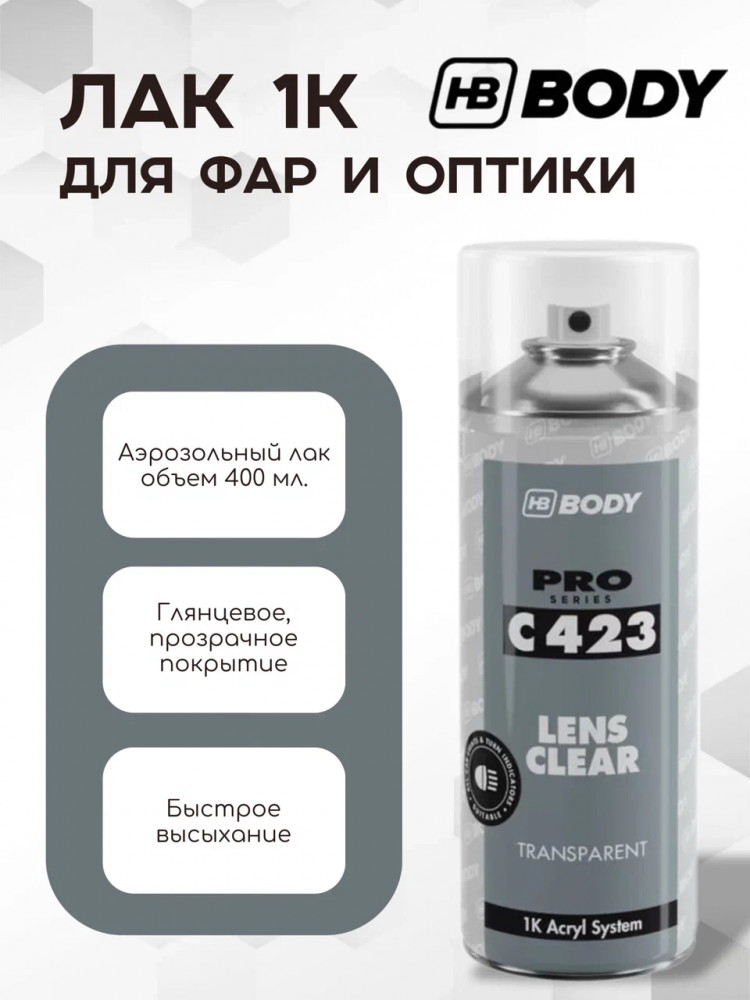 BODY/БОДИ АЭРО Лак 423/523 для оптики/фар 400мл 5230000000