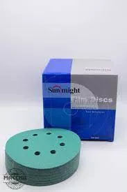 SUNMIGHT/САНМАЙТ Круг шлифовальный на липучке зеленый 8 отв. 125мм Р150