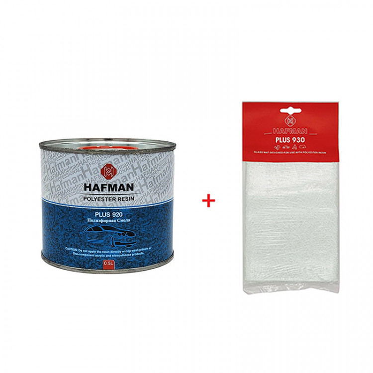 HAFMAN/ХАФМАН Смола полиэфирная 0,5л PLUS 920+стекловолокно (930)