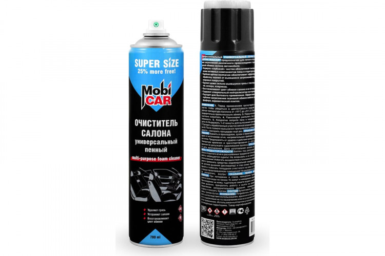 MOBICAR/МОБИКАР Сухая химчистка аэрозоль пенный+щетка 780мл Mobi Car-0513-01MC