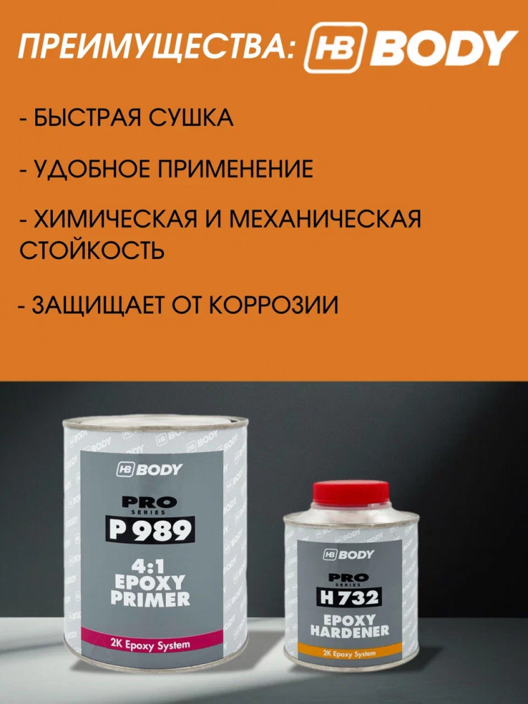 BODY/БОДИ Грунт 989 Грунт эпоксидный Серый 1л+отв0,25л (732)