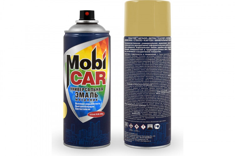 MOBICAR/МОБИКАР Универсальная эмаль металлик золото а/э 520мл 0506-04MC