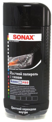 SONAX Полироль цветной с воском NanoPro Черный 500мл 298200/296100