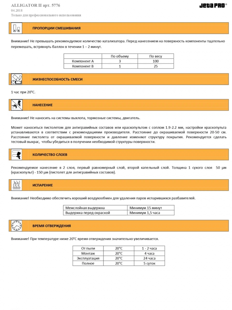 JETA PRO/ДЖЕТА ПРО Защитное покрытие ALLIGATOR 2К комплект Черный 750гр+отв 5776