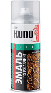 KUDO/КУДО 3015 Эмаль молотковая по ржавчине чёрная медь 520мл