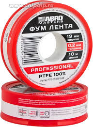 ABRO/АБРО ФУМ лента PROFESSIONAL 19ммх0,2ммх10м PTFE-19-020-10-RE