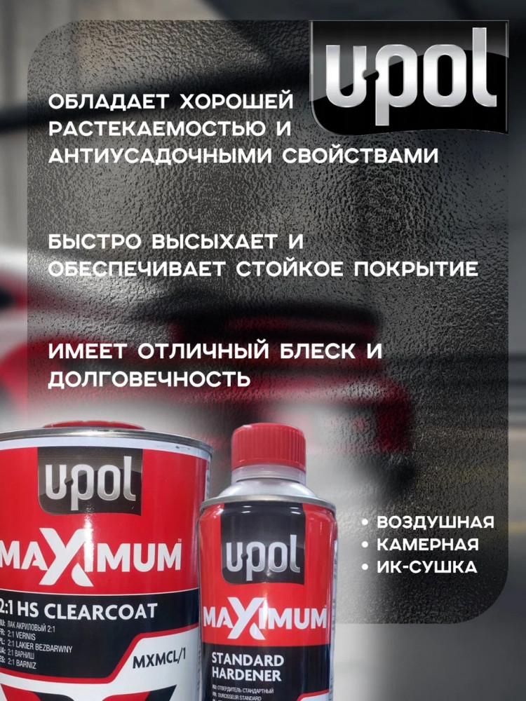 U-POL Лак акриловый HS 2+1 1л MAXIMUM + (отв 0,5 MXM32/M)