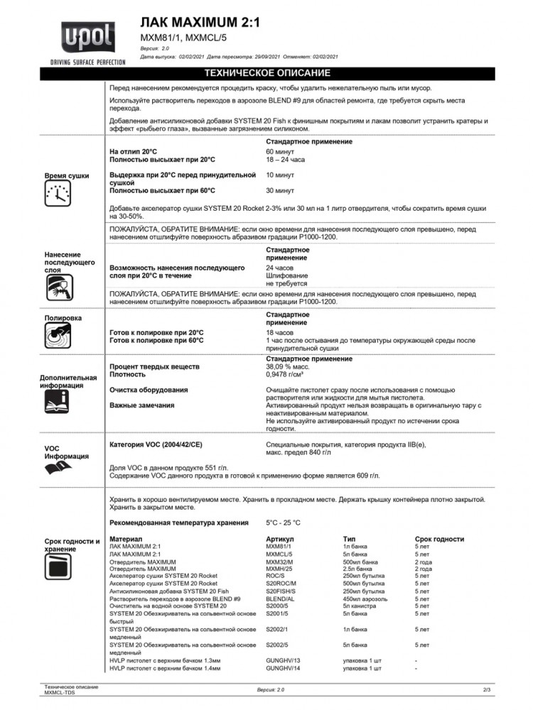 U-POL Лак акриловый HS 2+1 5л MAXIMUM + (отв 2,5 MXM25/M)
