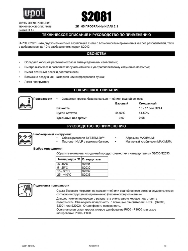 U-POL Лак прозр. акрил. универсальный высокопрочный HS 2+1 5л 2081 (отв 2,5 2032)