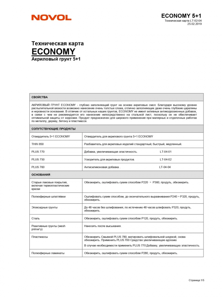 NOVOL/НОВОЛ ASIA Грунт акрил 5+1 бежевый (0,8л+0.16-180100) 180150