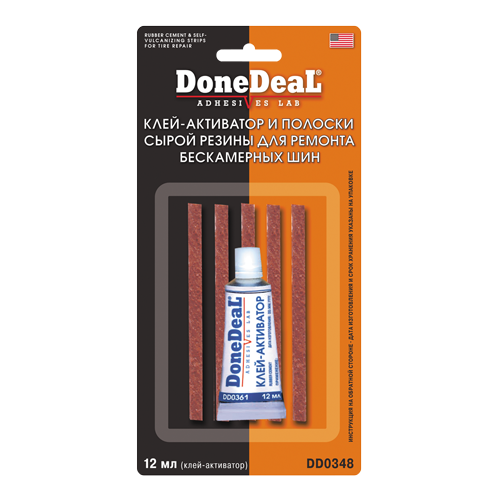 DONEDEAL 0348 Набор для ремонта бескамерных шин (клей + 5 кпасных жгутов)
