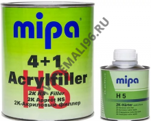 MIPA/МИПА Грунт 2К акриловый 4+1 толстослой HS Acrylfiller  Белый 1л+отв H5 0.25л