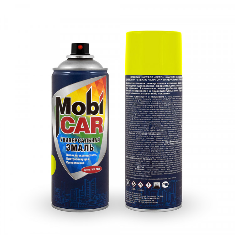 MOBICAR/МОБИКАР Автоэмаль алкид.  желтый глянец а/э 520мл 0505-1018MC