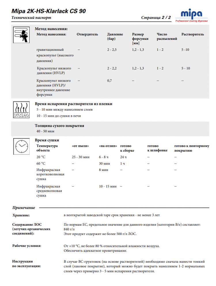 MIPA/МИПА Лак 2К HS Klarklak CS 90 1л+отв (HS-25  0.33л/MS-25 0,5л) самополирующийся 231110000