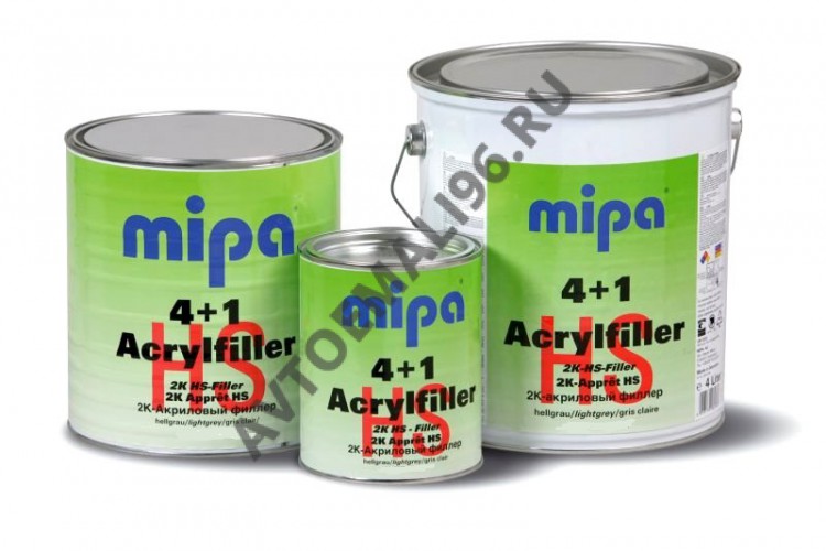 MIPA/МИПА Грунт 2К акриловый 4+1 толстослой Серый 4л+отв H5 1л