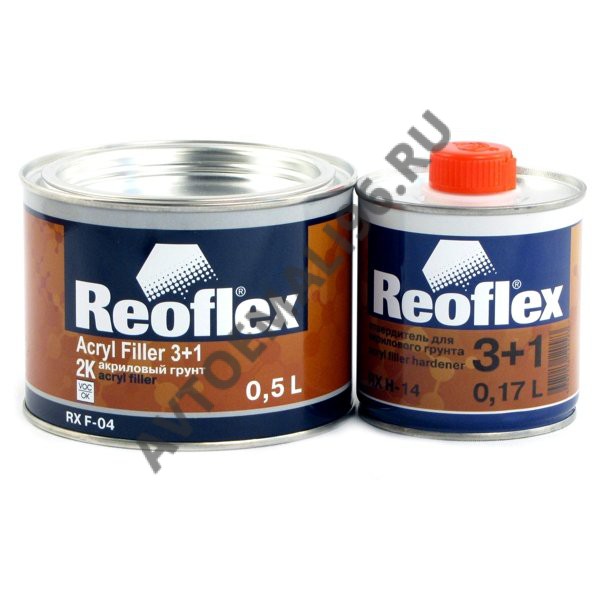 REOFLEX/РЕОФЛЕКС Грунт 3+1 2К акриловый Белый 0.5кг+отв 0,17