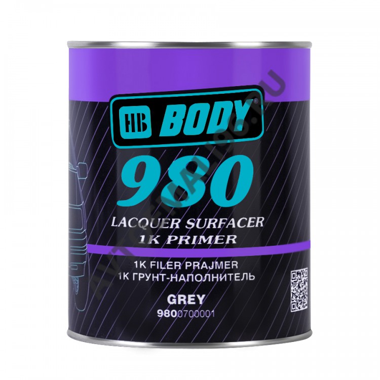 BODY/БОДИ Грунт 980 нитроцеллюлозный наполнитель 1К Серый 1,0 кг