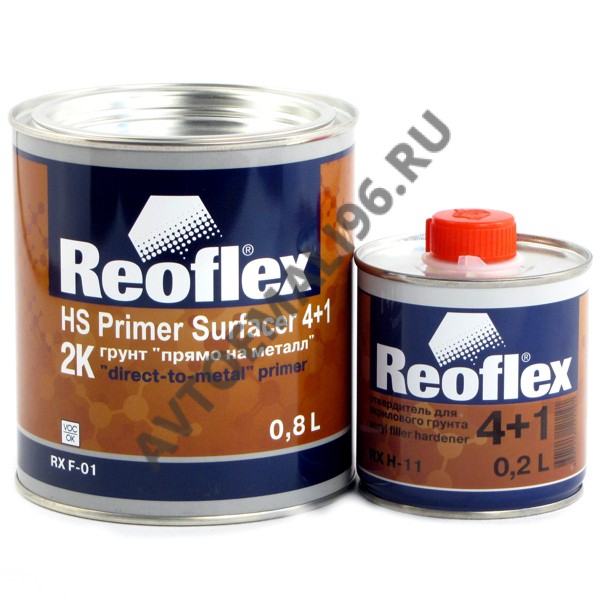 REOFLEX/РЕОФЛЕКС Грунт 4+1 "прямо на металл" серый 0.8+отв