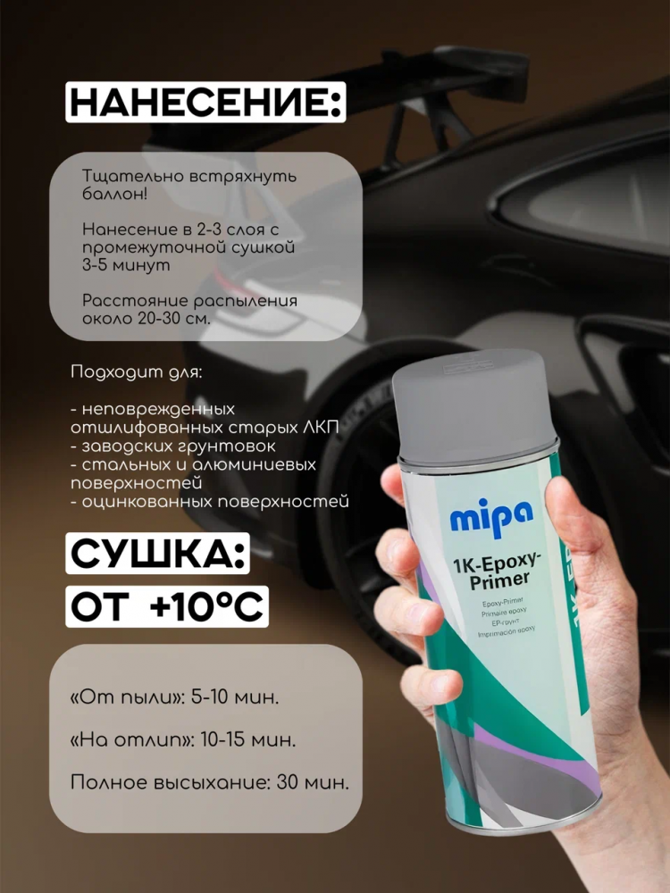 MIPA/МИПА АЭРО Грунт 1К эпоксидный.серый 400мл 213250001