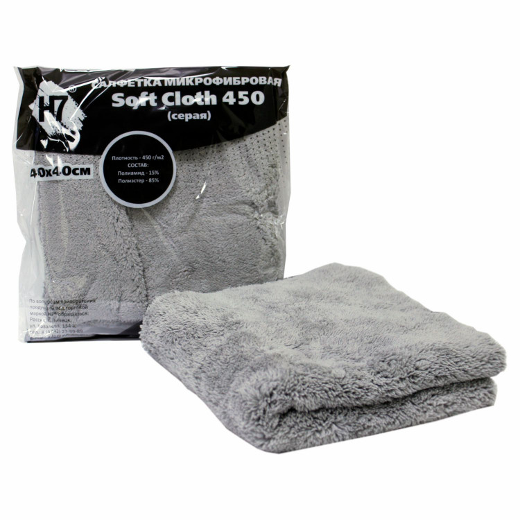H7 Микрофибра 40*40см Soft Cloth 450 серая 382598