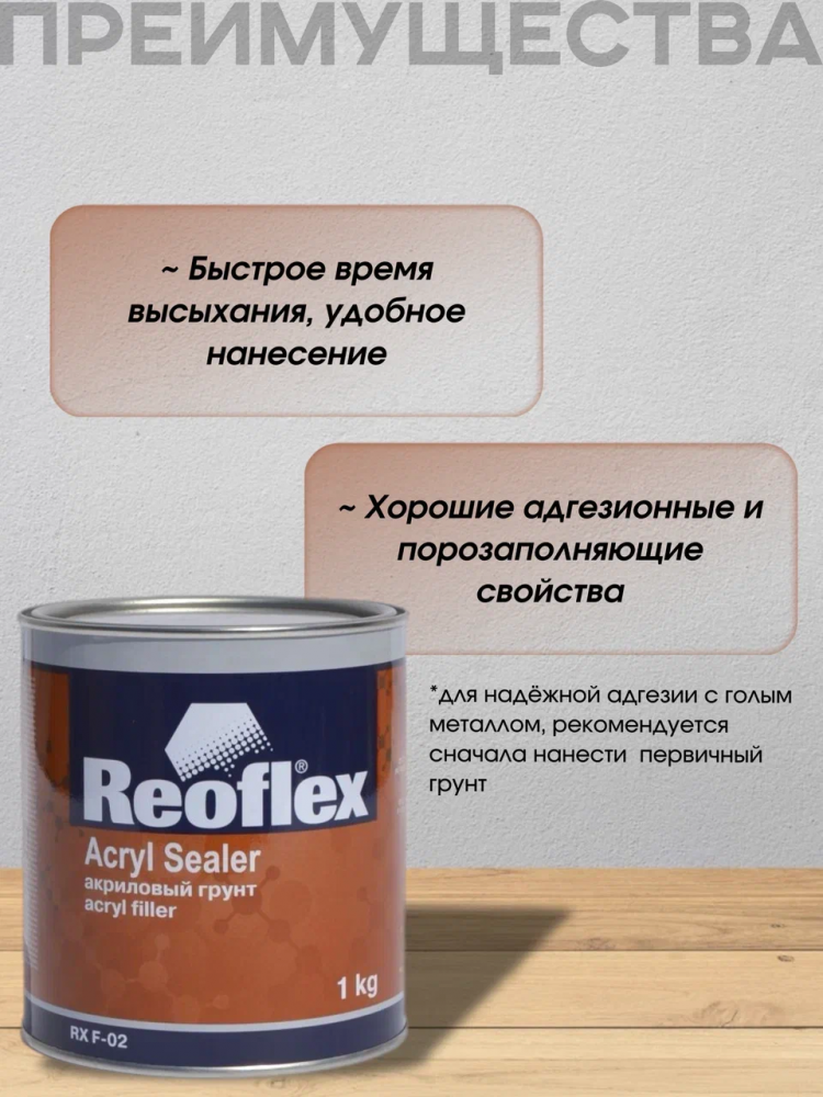 REOFLEX/РЕОФЛЕКС Грунт акриловый 1К Черный 1кг