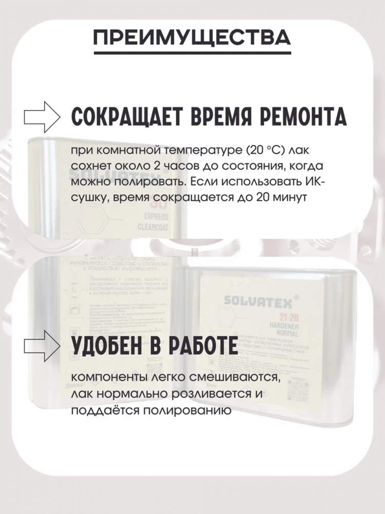 SOLVATEX 30 Лак прозрачный Express CLEARCOAT 1л+0,5л отвердитель