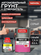 NOVOL/НОВОЛ Грунт акрил 5+1 ТРИО серый 330 (1л+0.2-5520) 37311
