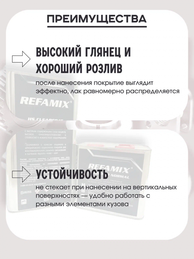 REFAMIX Лак прозрачный HS CLEARCOAT 5л+2,5л отвердитель