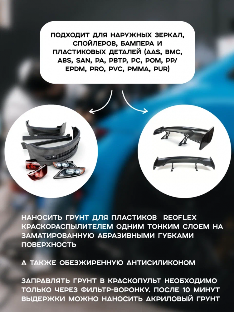 REOFLEX/РЕОФЛЕКС Грунт по пластику 1К серый 0.5