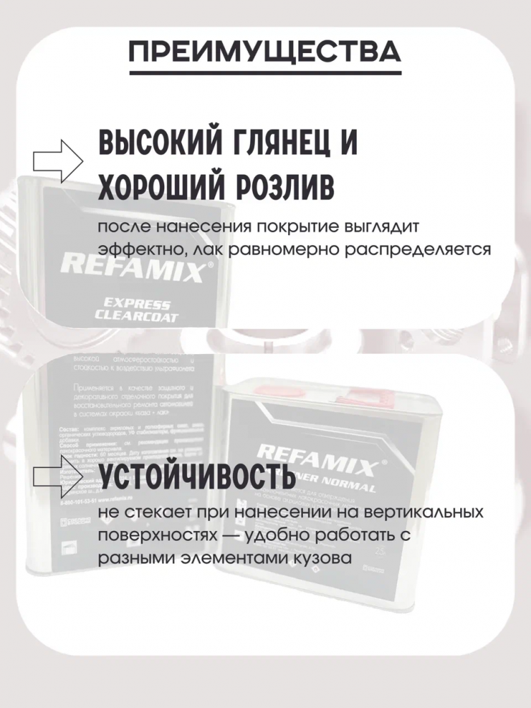 REFAMIX Лак прозрачный EXPRESS CLEARCOAT 5л+2,5л отвердитель