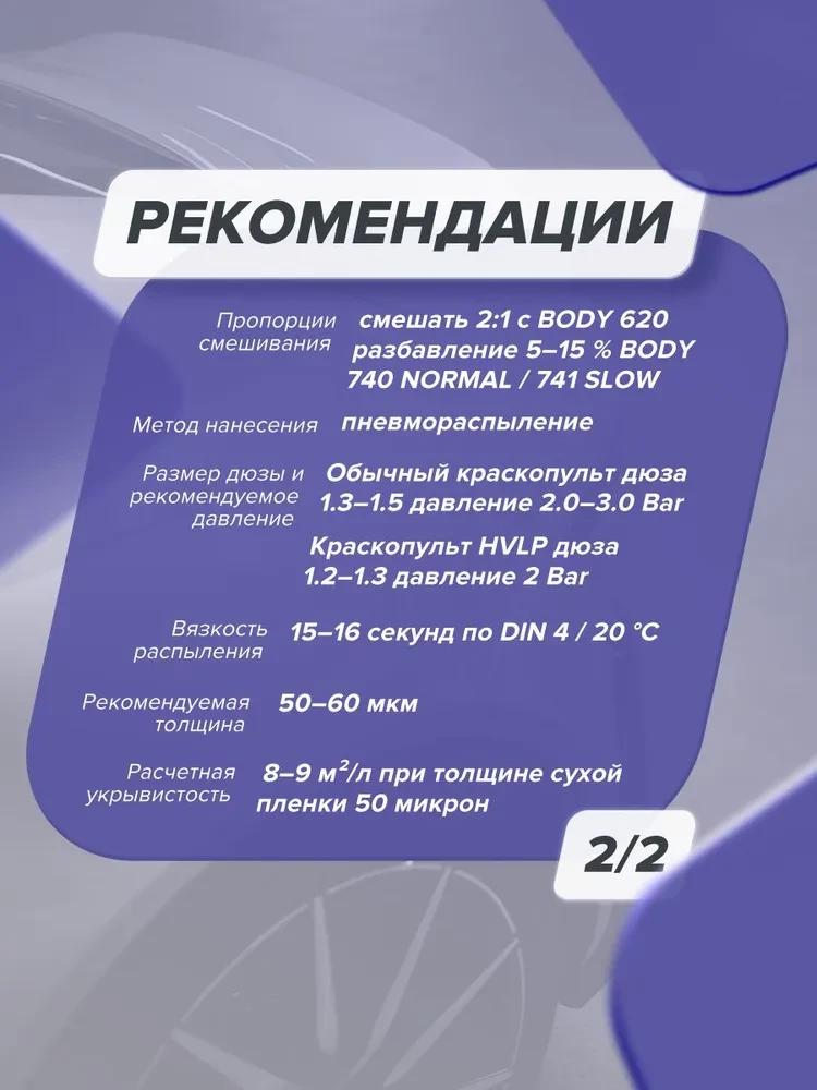 BODY/БОДИ Лак 698 2+1 HS с отвердителем 620 (1л+0,5л)