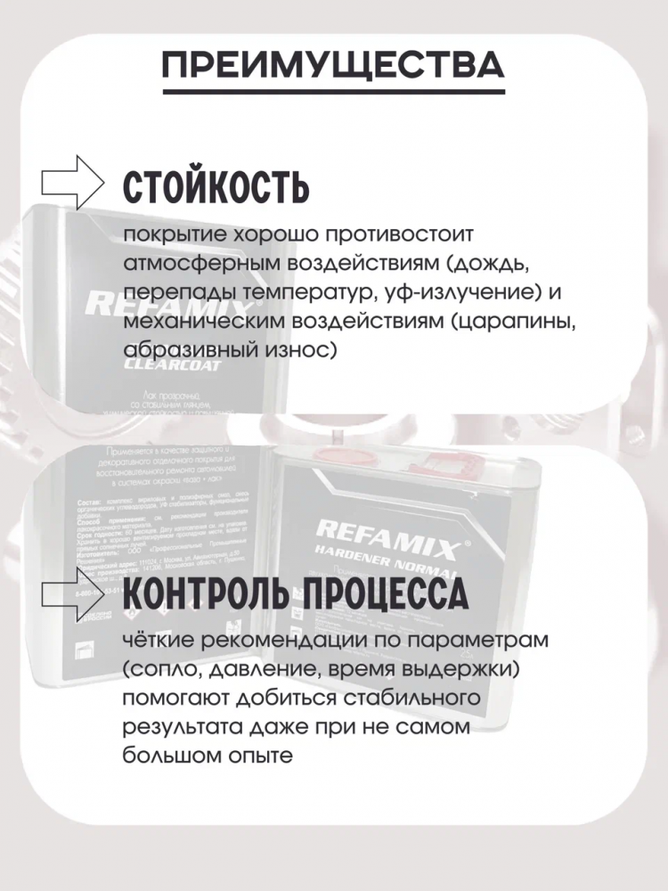 REFAMIX Лак прозрачный STANDARD CLEARCOAT 5л+2,5л отвердитель