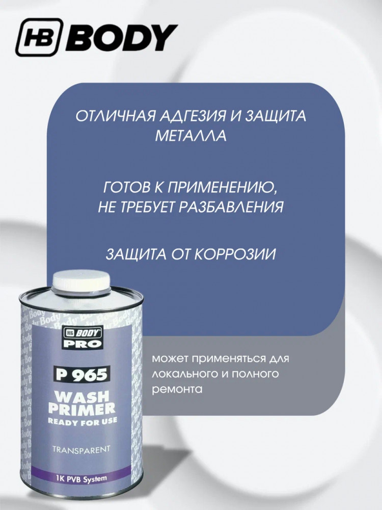 BODY/БОДИ Грунт 965 кислотный 1К прозрачный 1л