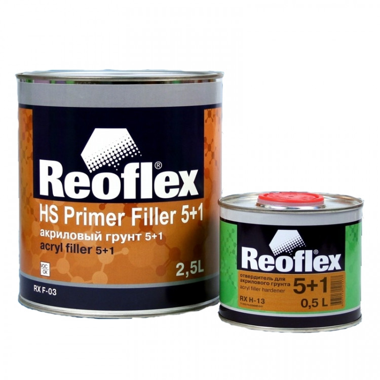 REOFLEX/РЕОФЛЕКС Грунт 5+1 2К акриловый серый 2,5л+отв0,5