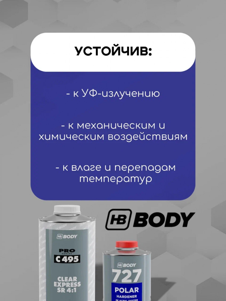 BODY/БОДИ Лак 495 MS Express акриловый 4+1 отв 727 (1л+0,25л) быстрый