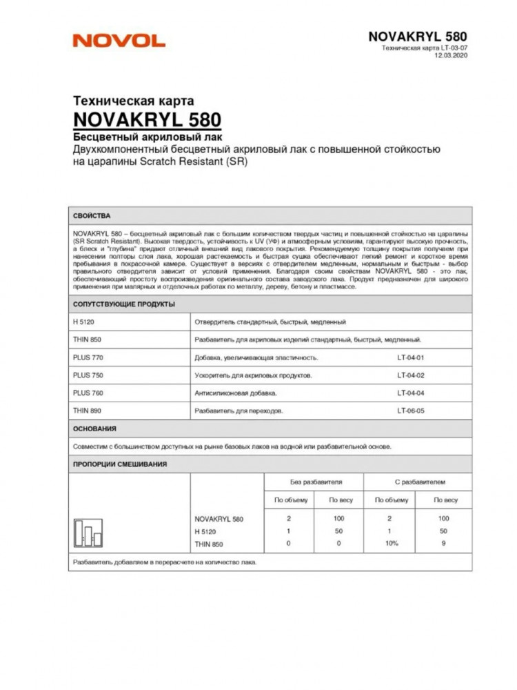 NOVOL/НОВОЛ Лак акриловый 2+1 HS 580 синий (5л+2.5л-5120) 38044/35636 NOVOL/НОВОЛ Лак акриловый 2+1 HS 580 синий (5л+2.5л-5120) 38044/35636
